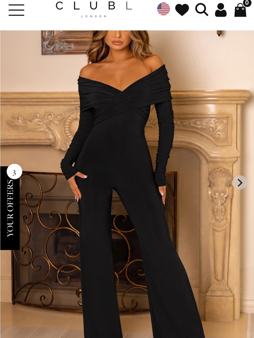 Club L London Black HAND ON HEART
Black Twist Front Bardot Long Sleeve Jumpsuit